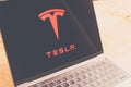 Tesla Motors logo on computer screen