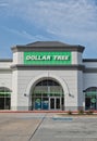 Dollar Tree business storefront exterior, parking lot in Houston, TX USA. Royalty Free Stock Photo