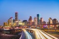 Houston, Texas, USA downtown city skyline and highway Royalty Free Stock Photo