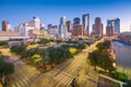 Houston, Texas, USA downtown park and skyline Royalty Free Stock Photo