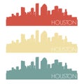 Houston Texas USA Skyline Vector Design Color Set Vintage. City Logo Clipart Illustration. Royalty Free Stock Photo