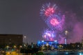 Houston, TX/USA - circa July 2013: Independence Day Fireworks above Downtown Houston, Texas