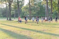 Group of multiethnic people playing outdoor volleyball in summer