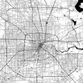 Houston, USA City Monochrome Black and White Minimalist Street Road Aesthetic Decoration Map