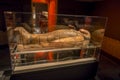 HOUSTON, USA - JANUARY 12, 2017: Exposition of different sarcophagus inside of the building in the Ancient Egypt area
