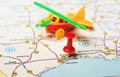 Houston USA map airplane Royalty Free Stock Photo