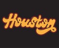 Houston. Vector handwritten lettering made in old school style isolated.