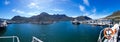 Hout bay landscape panorama view on boat going out o seal island Cape Town, South Africa attraction