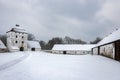 Hovdala Slott Gatehouse and Courtyard in Winter Royalty Free Stock Photo