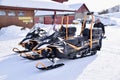 Hovden, Norway, February 23, 2023. Hovden Alpinsenter, Ski-doo, snowmobile for emeergency use on the slopes. Royalty Free Stock Photo