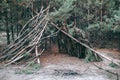 A hovel for the night in the forest Royalty Free Stock Photo