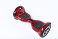 Hover Board, Close Up of Dual Wheel, Self Balancing, Electric Skateboard on White Background. Eco-friendly transport.