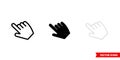 Hover icon of 3 types color, black and white, outline. Isolated vector sign symbol