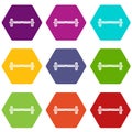 Hoverboard gyro pod icon set color hexahedron