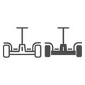 Hoverboard line and solid icon, innovation transport symbol, self-balancing scooter vector sign on white background