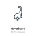 Hoverboard outline vector icon. Thin line black hoverboard icon, flat vector simple element illustration from editable electronic