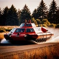 Hovercraft, hovering floating vehicle of off-road amphibious transport