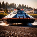 Hovercraft, hovering floating vehicle of off-road amphibious transport