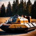 Hovercraft, hovering floating vehicle of off-road amphibious transport