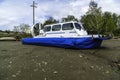 Hovercraft on the river bank Royalty Free Stock Photo