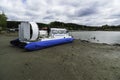 Hovercraft on the river bank Royalty Free Stock Photo