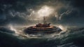 Hovercraft In A Storm Ocean. Generative AI Royalty Free Stock Photo