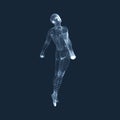 Hovering in Air. Man Floating in the Air. 3D Model of Man