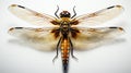 the hovering behavior of a dragonfly wings and slender body against a simple background Royalty Free Stock Photo