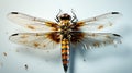 the hovering behavior of a dragonfly wings and slender body against a simple background Royalty Free Stock Photo