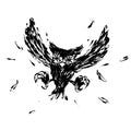 Hovering hunt owl claw illustration brush style Royalty Free Stock Photo