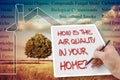 HOW IS THE AIR QUALITY IN YOUR HOME? - concept image with the most common dangerous domestic pollutants in our homes Royalty Free Stock Photo