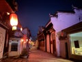 The evening streets of the ancient Chinese tourist port town Royalty Free Stock Photo