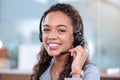 How can I help you today. Cropped portrait of an attractive young female call centre agent working in her office. Royalty Free Stock Photo
