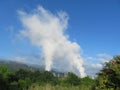 How clouds are made with polluting smoke from industry chimneys