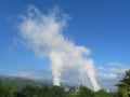 How clouds are made with polluting smoke from industry chimneys