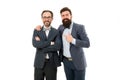 How cool is he. Men successful entrepreneurs white background. Business team. Business people concept. Men bearded Royalty Free Stock Photo