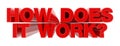 HOW DOES IT WORK ? red word on white background illustration 3D rendering Royalty Free Stock Photo