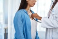 How healthy is your heart. a doctor examining her patient with a stethoscope. Royalty Free Stock Photo