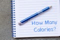 How many calories write on notebook Royalty Free Stock Photo