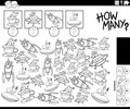 how many cartoon aliens with ufo counting game coloring page