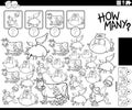 how many cartoon animals and sayings counting game coloring page