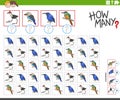 How many cartoon birds animal characters counting game Royalty Free Stock Photo