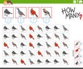 How many cartoon birds animal characters counting game Royalty Free Stock Photo