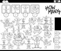 how many cartoon clowns counting game coloring page