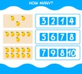 How many cartoon lemon. Counting game. Educational game for pre shool years kids and toddlers