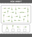 How many cartoon spring onion. Counting game. Educational game for pre shool years kids and toddlers