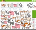 how many counting activity with cartoon farm animals