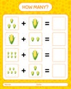 How many counting game with corn. worksheet for preschool kids, kids activity sheet, printable worksheet