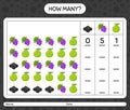 How many counting game with fruit. worksheet for preschool kids Royalty Free Stock Photo