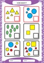 How Many Counting Game for Preschool Children. Educational math game. Count the shapes s in the picture and write the